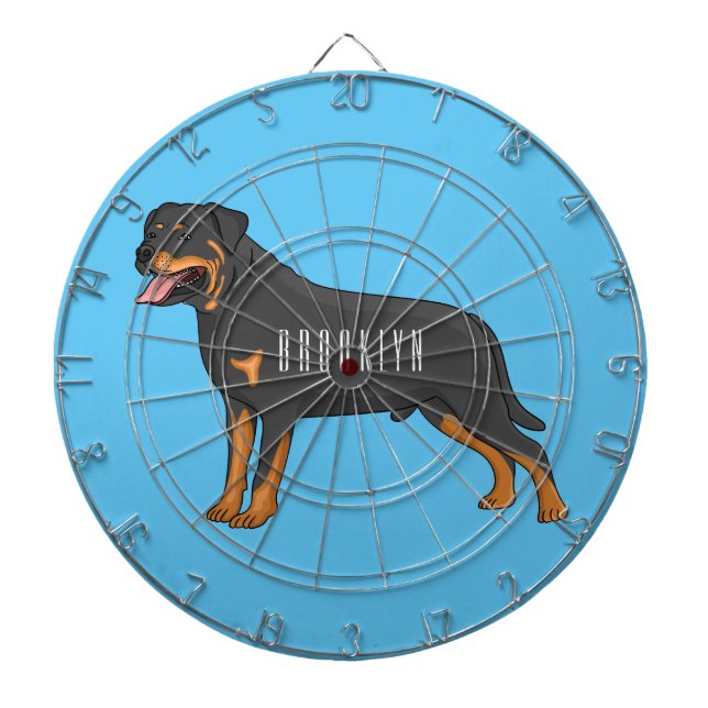 Rottweiler dog cartoon illustration dartboard (Front)