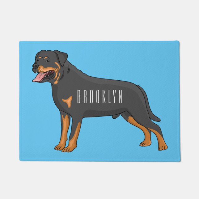 Rottweiler dog cartoon illustration  doormat (Front)
