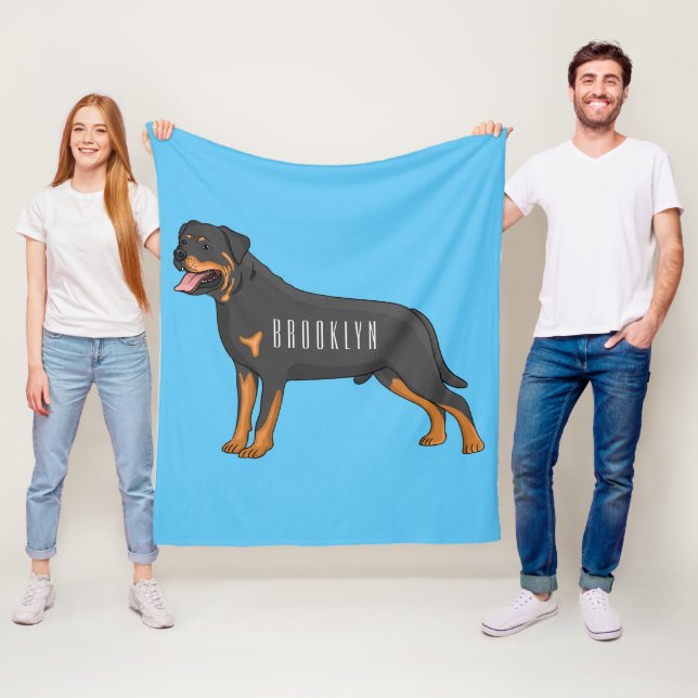 Rottweiler dog cartoon illustration  fleece blanket (In Situ)
