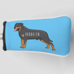 Rottweiler dog cartoon illustration golf head cover