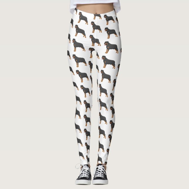 Rottweiler dog cartoon illustration  leggings (Front)