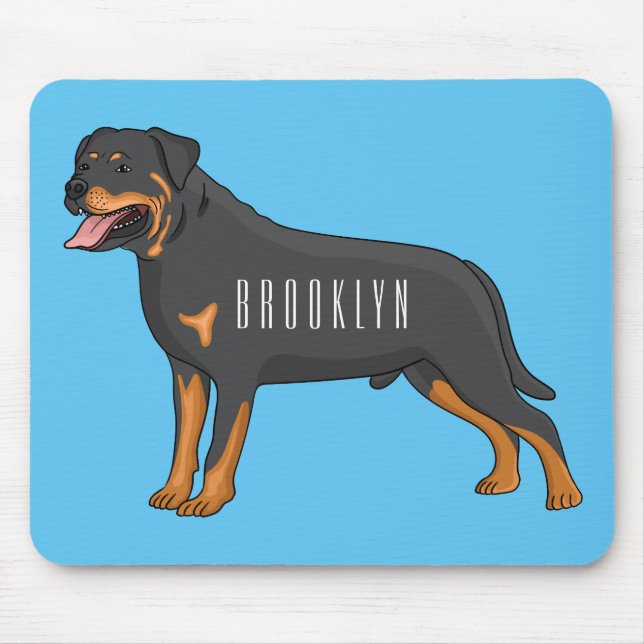 Rottweiler dog cartoon illustration mouse pad (Front)
