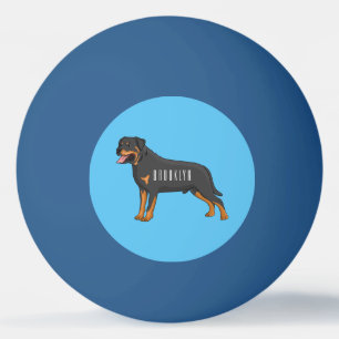 Rottweiler dog cartoon illustration ping pong ball