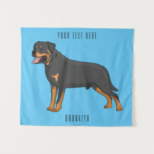 Rottweiler dog cartoon illustration tapestry