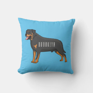 Rottweiler dog cartoon illustration throw pillow