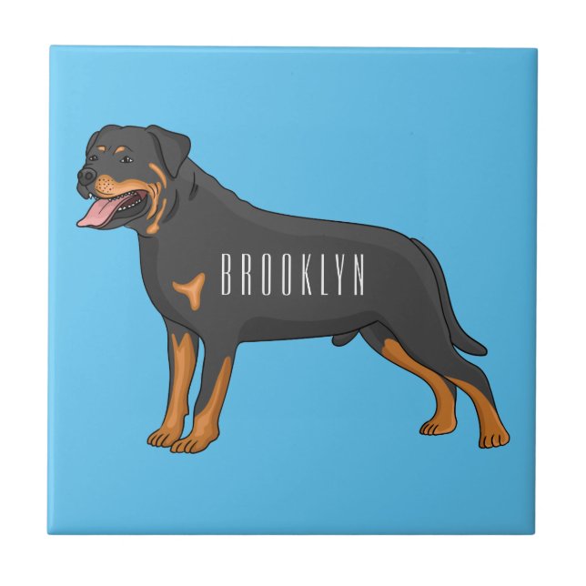 Rottweiler dog cartoon illustration  tile (Front)