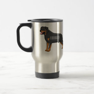 Rottweiler dog cartoon illustration travel mug