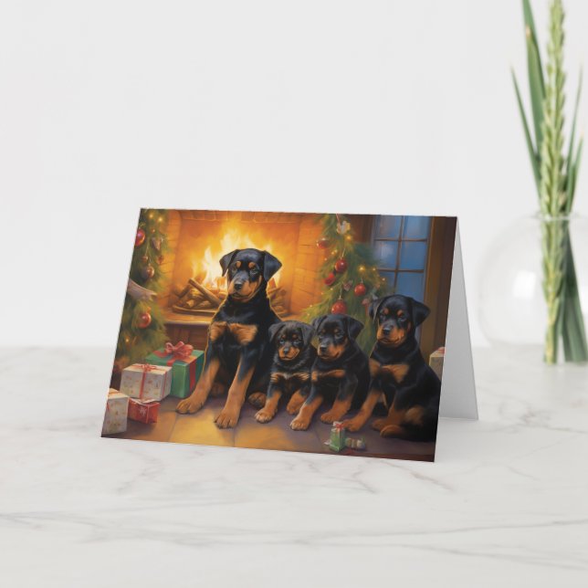 Rottweiler dog Christmas card (Front)