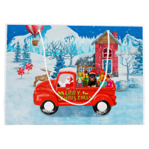 Rottweiler Dog Christmas Delivery Truck Snow Large Gift Bag