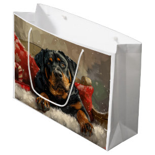 Rottweiler Dog Christmas Festive Large Gift Bag