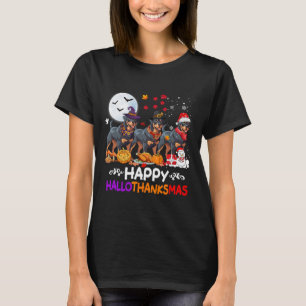 Rottweiler Dog Christmas Happy Hallothankmas Thank T-Shirt