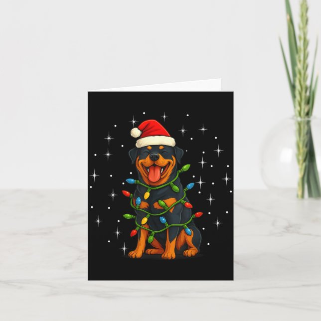 Rottweiler Dog Christmas Pj Pajama Men Women Pjs F Card (Front)