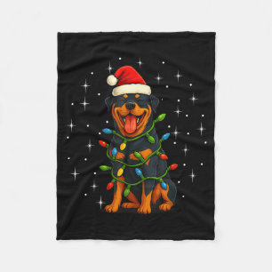 Rottweiler Dog Christmas Pj Pajama Men Women Pjs F Fleece Blanket