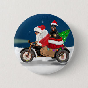 Rottweiler Dog Christmas Santa Claus 2 Inch Round Button