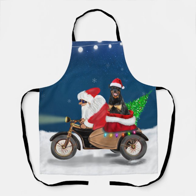 Rottweiler Dog Christmas Santa Claus   Apron (Front)