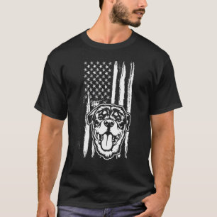 Rottweiler Dog  Cute American Flag USA Puppy T-Shirt