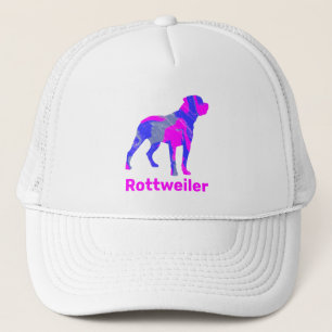 Rottweiler Dog Cute Pink & Blue Silhouette Trucker Hat