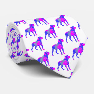 Rottweiler Dog Cute Pink Silhouette White Neck Tie