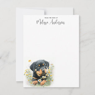 Rottweiler Dog Cute Puppy Watercolor Personalized  Card