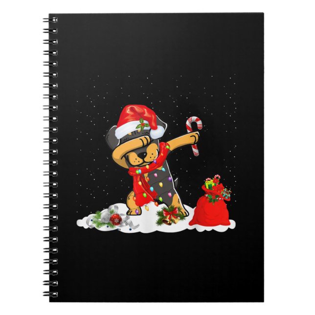 Rottweiler Dog Dabbing Funny Christmas Gift Notebook (Front)