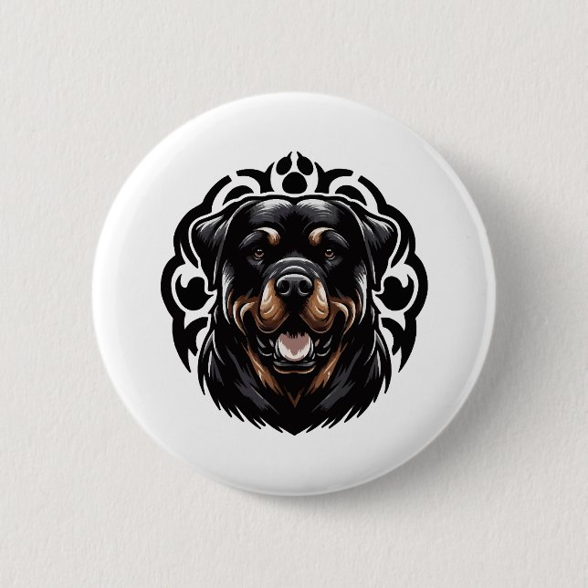Rottweiler Dog Face 2 Inch Round Button (Front)