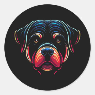 Rottweiler Dog Face Classic Round Sticker