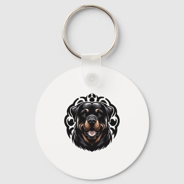 Rottweiler Dog Face Keychain (Front)