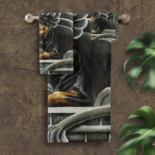 Rottweiler Dog Gargoyle Fantasy Bath Towel Set