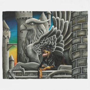 Rottweiler Dog Gargoyle Fantasy Fleece Blanket
