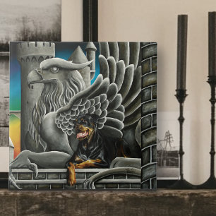 Rottweiler Dog Gargoyle Fantasy Tile