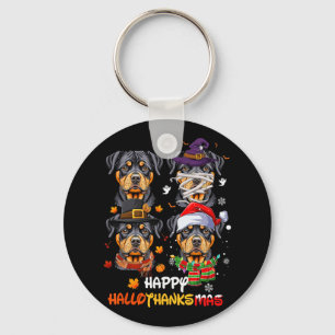 Rottweiler Dog Hallothanksmas Halloween Thanksgivi Keychain