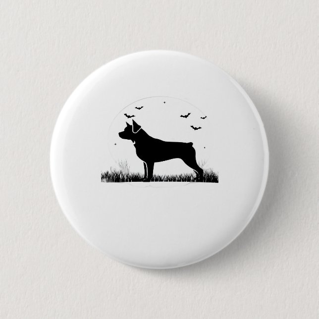 Rottweiler Dog � Halloween Moon Silhouette Oversiz 2 Inch Round Button (Front)
