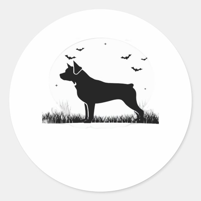 Rottweiler Dog – Halloween Moon Silhouette Oversiz Classic Round Sticker (Front)