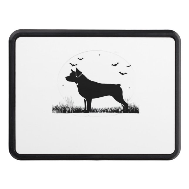 Rottweiler Dog – Halloween Moon Silhouette Oversiz Trailer Hitch Cover (Front)
