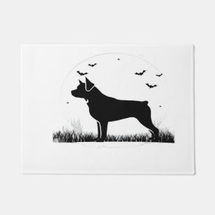 Rottweiler Dog Halloween Moon Silhouette Oversize Doormat