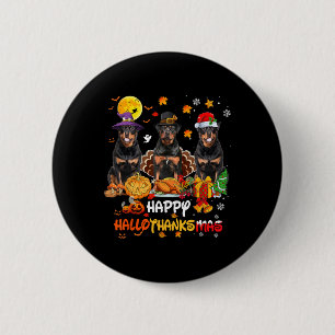 Rottweiler Dog Happy Halloween Thanksgiving Merry 2 Inch Round Button