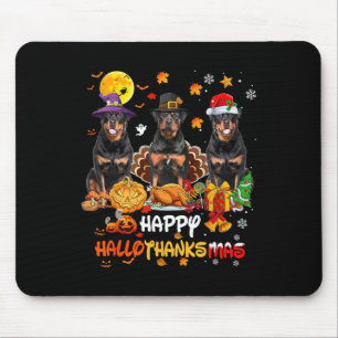Rottweiler Dog Happy Halloween Thanksgiving Merry Mouse Pad