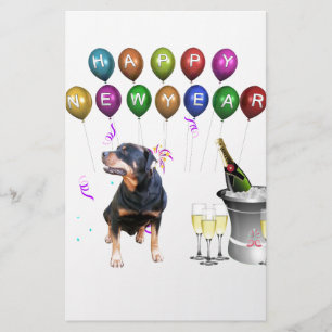 Rottweiler Dog Happy New Year Stationery