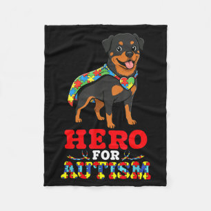 Rottweiler Dog Hero For Autism Awareness Accept Su Fleece Blanket
