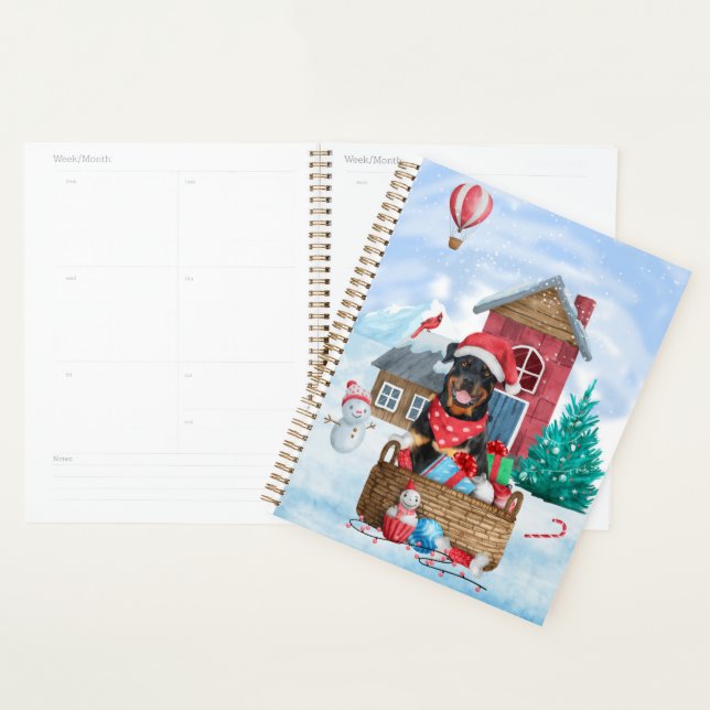 Rottweiler Dog In snow Christmas Dog House  Planner (Display)