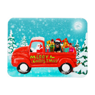 Rottweiler Dog in Snow With Santa Hat Magnet