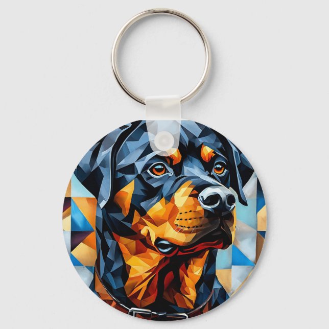 🐶 Rottweiler Dog Keychain For Pet Lovers Gift 🔑 (Front)
