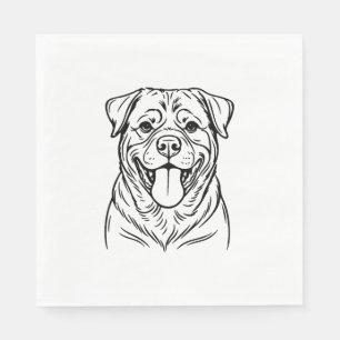 Rottweiler Dog Line Art � minimalist art line Napkin
