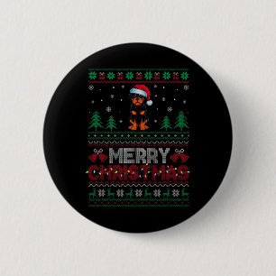 Rottweiler Dog Lovers Santa Hat Christmas Tree Lig 2 Inch Round Button