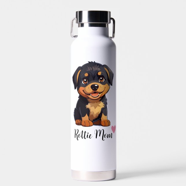 Rottweiler Dog Mom Copper Vacuum Water Bottle (Front)