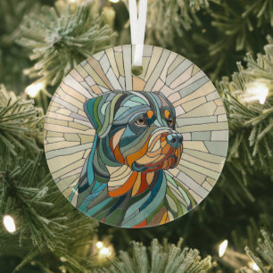 Rottweiler dog - mosaic art glass ornament