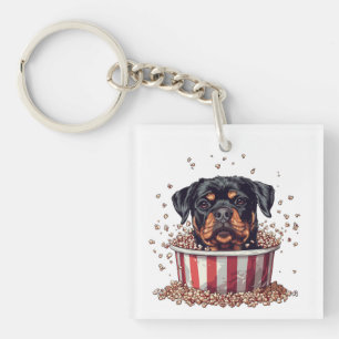 Rottweiler Dog Movie Popcorn Bucket Keychain