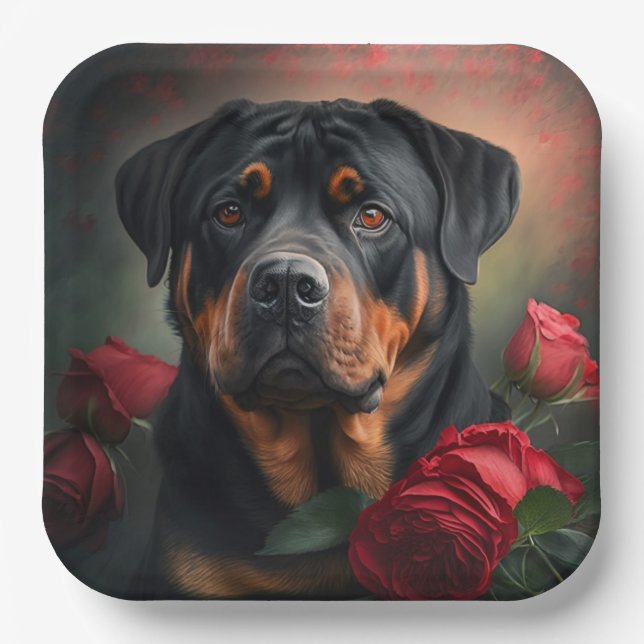Rottweiler dog paper plates (Front)