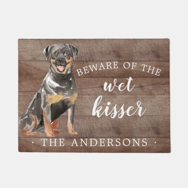 Rottweiler Dog Personalized Door Mat (Front)