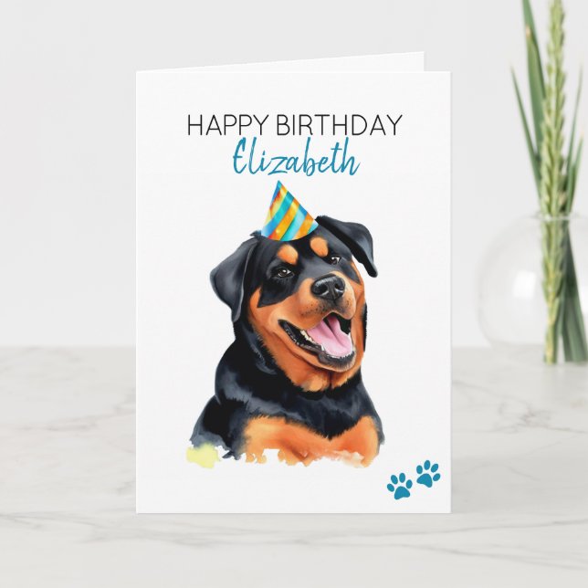 Rottweiler Dog Personalized Happy Birthday  Card (Front)